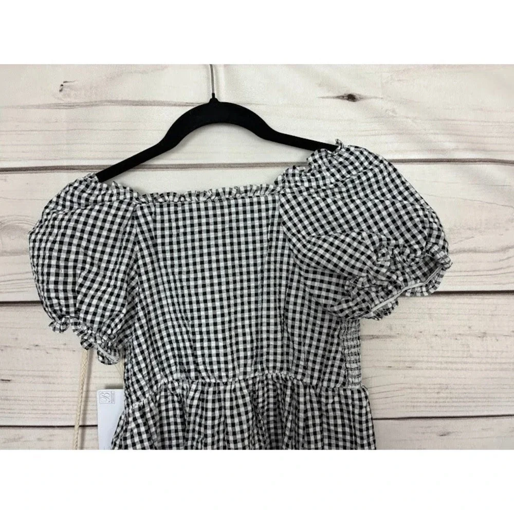 Bonnie Jean Girls Gingham Smocked Tiered Dress with Daisy Trim & Purse Size 12